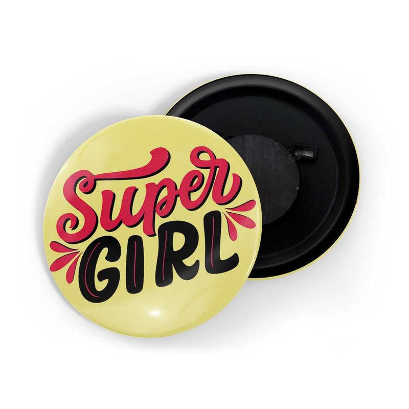 dhcrafts Yellow color Round Fridge Magnet Super Girl Glossy Finish Design Pack of 1 (58 mm)